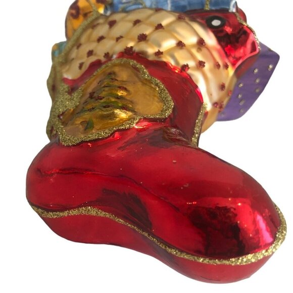 Huras Family Blown Glass Ornament Christmas Holiday Stocking Presents Poland - Picture 3 of 7